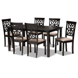 Baxton Studio Dallas Modern and Contemporary Sand Fabric Upholstered and Dark Brown Finished Wood 7-Piece Dining Set