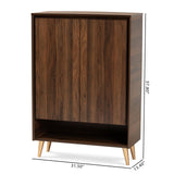 Landen Mid-Century Modern Walnut Brown and Gold Finished Wood 2-Door Entryway Shoe storage Cabinet