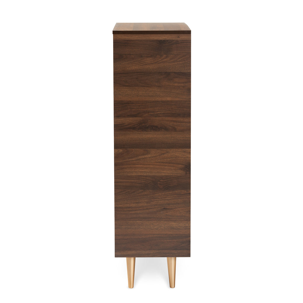 Mette White and Walnut 5-Shelf Wood Entryway Shoe Cabinet - #74N61