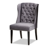Lamont Modern Contemporary Transitional Velvet Fabric Upholstered and Finished Wood Wingback Dining Chair