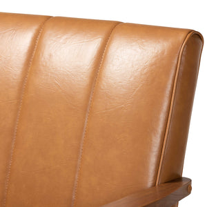Baxton Studio Nikko Mid-century Modern Tan Faux Leather Upholstered and Walnut Brown finished Wood Loveseat