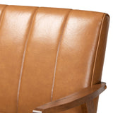Baxton Studio Nikko Mid-century Modern Tan Faux Leather Upholstered and Walnut Brown finished Wood Sofa