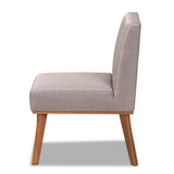 Baxton Studio Odessa Mid-Century Modern Grey Fabric Upholstered and Walnut Brown Finished Wood Dining Chair