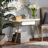 Baxton Studio Mabel Modern and Contemporary Gold Finished Metal Console Table With Faux Marble Tabletop