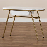 Baxton Studio Mabel Modern and Contemporary Gold Finished Metal Console Table With Faux Marble Tabletop