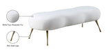 Nube Faux Sheepskin Fur / Metal / Engineered Wood Contemporary White Faux Sheepskin Fur Bench - 54" W x 21" D x 18" H