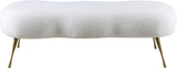 Nube Faux Sheepskin Fur / Metal / Engineered Wood Contemporary White Faux Sheepskin Fur Bench - 54" W x 21" D x 18" H