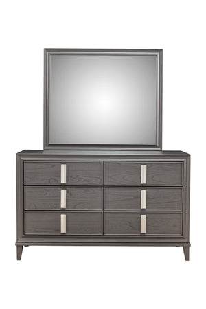 Alpine Furniture Lorraine Mirror, Dark Grey 8171-06 Dark Grey Pine Solids & MDF 46 x 1.5 x 39.5