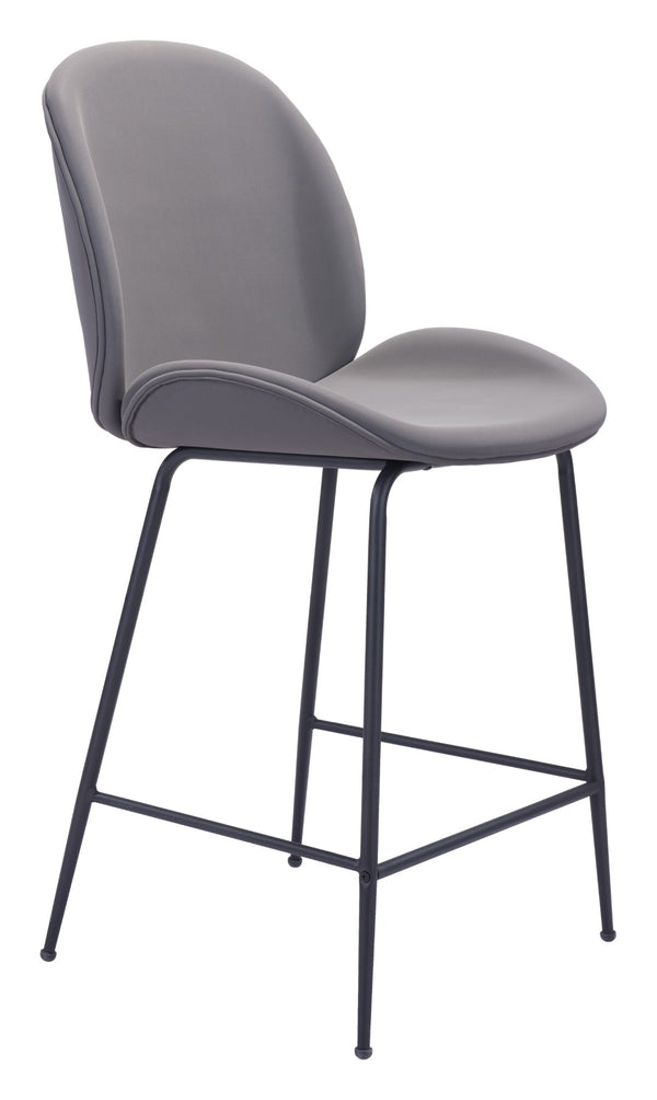 Zuo Modern Miles 100% Polyurethane, Plywood, Steel Modern Commercial Grade Counter Stool Gray, Black 100% Polyurethane, Plywood, Steel