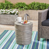 Zapara Outdoor 16" Light-Weight Concrete Side Table, Light Grey Noble House