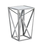 Zee Transitional Silver Angular Mirror Accent Table