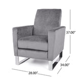 Brightwood Modern Fabric Push Back High Leg Recliner with Stainless Steel Legs, Gray and Silver Noble House