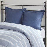 Madison Park Signature Noble Casual 100% Cotton Woven Stripes Pieced 8pcs Comforter Set Blue Queen MPS10-482