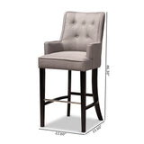 Aldon Modern and Contemporary Grey Fabric Upholstered and Dark Brown Finished Wood 2-Piece Bar Stool Set