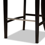 Aldon Modern and Contemporary Light Beige Fabric Upholstered and Dark Brown Finished Wood 2-Piece Bar Stool Set