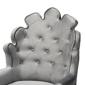 Chloe Modern and Contemporary Dark Grey Velvet Upholstered and Dark Brown Finished Wood 2-Piece Bar Stool Set