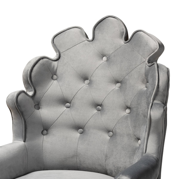 Chloe Modern and Contemporary Dark Grey Velvet Upholstered and Dark Brown Finished Wood 2-Piece Bar Stool Set