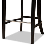 Chloe Modern and Contemporary Dark Grey Velvet Upholstered and Dark Brown Finished Wood 2-Piece Bar Stool Set