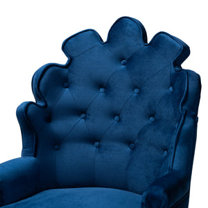 Chloe Modern and Contemporary Navy Blue Velvet Upholstered and Dark Brown Finished Wood 2-Piece Bar Stool Set