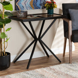 Carlo Modern and Contemporary Walnut Finished Wood and Black Finished Metal Console Table