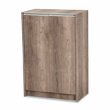 Langston Modern and Contemporary Weathered Oak Finished Wood 2-Door Shoe Cabinet