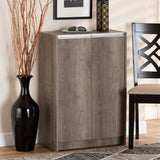 Baxton Studio Langston Modern and Contemporary Weathered Oak Finished Wood 2-Door Shoe Cabinet