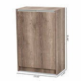 Baxton Studio Langston Modern and Contemporary Weathered Oak Finished Wood 2-Door Shoe Cabinet