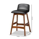 Baxton Studio Darrin Mid-Century Modern Black Faux Leather Upholstered and Walnut Brown Finished Wood 2-Piece Counter Stool Set