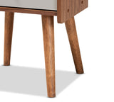 Baxton Studio Elario Mid-Century Modern Two-Tone Grey and Walnut Brown Finished Wood 1-Drawer Nightstand