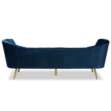 Kailyn Glam and Luxe Navy Blue Velvet Fabric Upholstered and Gold Finished Sofa