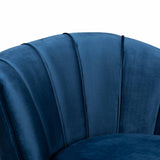 Kailyn Glam and Luxe Navy Blue Velvet Fabric Upholstered and Gold Finished Sofa