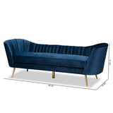 Kailyn Glam and Luxe Navy Blue Velvet Fabric Upholstered and Gold Finished Sofa