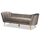 Kailyn Glam and Luxe Velvet Fabric Upholstered and Gold Finished Sofa