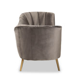 Kailyn Glam and Luxe Grey Velvet Fabric Upholstered and Gold Finished Sofa