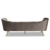 Kailyn Glam and Luxe Grey Velvet Fabric Upholstered and Gold Finished Sofa