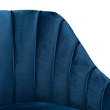 Kailyn Glam and Luxe Navy Blue Velvet Fabric Upholstered and Gold Finished Chaise