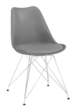 Athena Modern Grey Upholstered Side Chairs - Stylish Set of 2 with Chrome Base for Dining Room Elegance