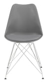 Athena Modern Grey Upholstered Side Chairs - Stylish Set of 2 with Chrome Base for Dining Room Elegance