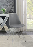 Athena Modern Grey Upholstered Side Chairs - Stylish Set of 2 with Chrome Base for Dining Room Elegance