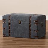 Palma Modern and Contemporary Transitional Grey Fabric Upholstered Storage Trunk Ottoman 