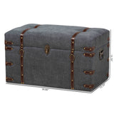 Palma Modern and Contemporary Transitional Grey Fabric Upholstered Storage Trunk Ottoman 