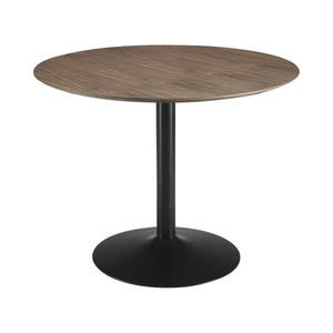 Clora Contemporary Round Dining Table Walnut and Black