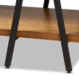 Britton Rustic Industrial Walnut Finished Wood and Black Finished Metal Console Table