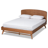 Keagan Mid-Century Modern Transitional Walnut Brown Finished Wood King Size Platform Bed