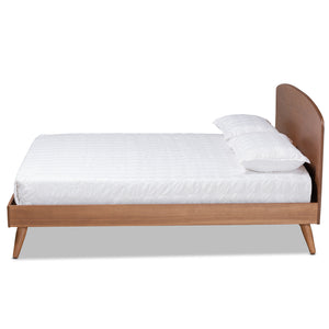 Keagan Mid-Century Modern Transitional Walnut Brown Finished Wood King Size Platform Bed