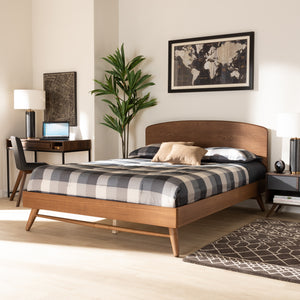 Keagan Mid-Century Modern Transitional Walnut Brown Finished Wood King Size Platform Bed