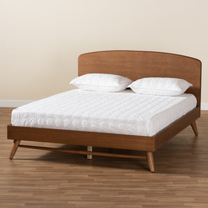 Keagan Mid-Century Modern Transitional Walnut Brown Finished Wood King Size Platform Bed