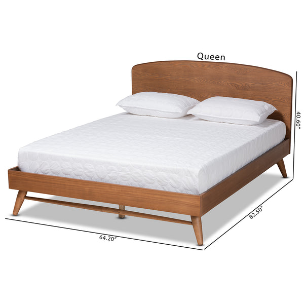Keagan Mid-Century Modern Transitional Walnut Brown Finished Wood King Size Platform Bed