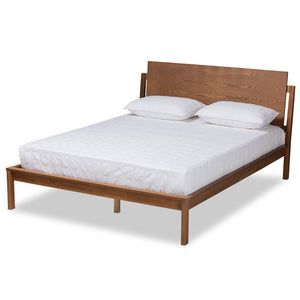 Giuseppe Modern and Contemporary Walnut Brown Finished Queen Size Platform Bed