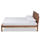 Giuseppe Modern and Contemporary Walnut Brown Finished Queen Size Platform Bed